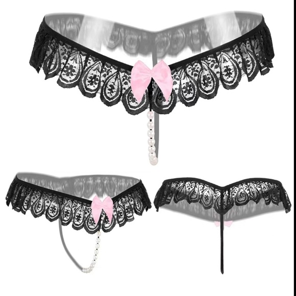 Black Lace 5 Pairs G-String Thong Panties Set - Picture 5 of 6